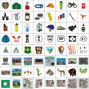 Great Divide Mountain Bike Route Digital Illustration Set Essentials Pack- Commercial and Personal License