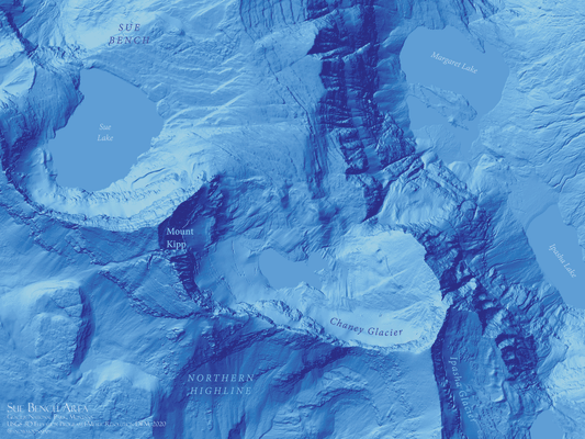 Glacier National Park Blue Terrain Series Digital Map- Sue Bench Area